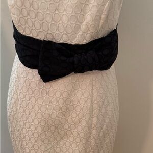 Kensie Cream Textured Dress with Black Accents